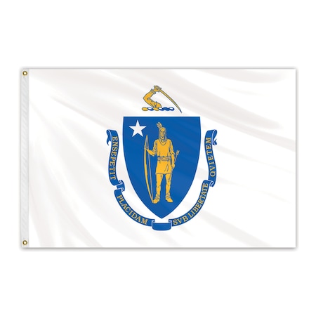 Global Flags Unlimited Massachusetts Outdoor Nylon Flag 12"x18" 200334